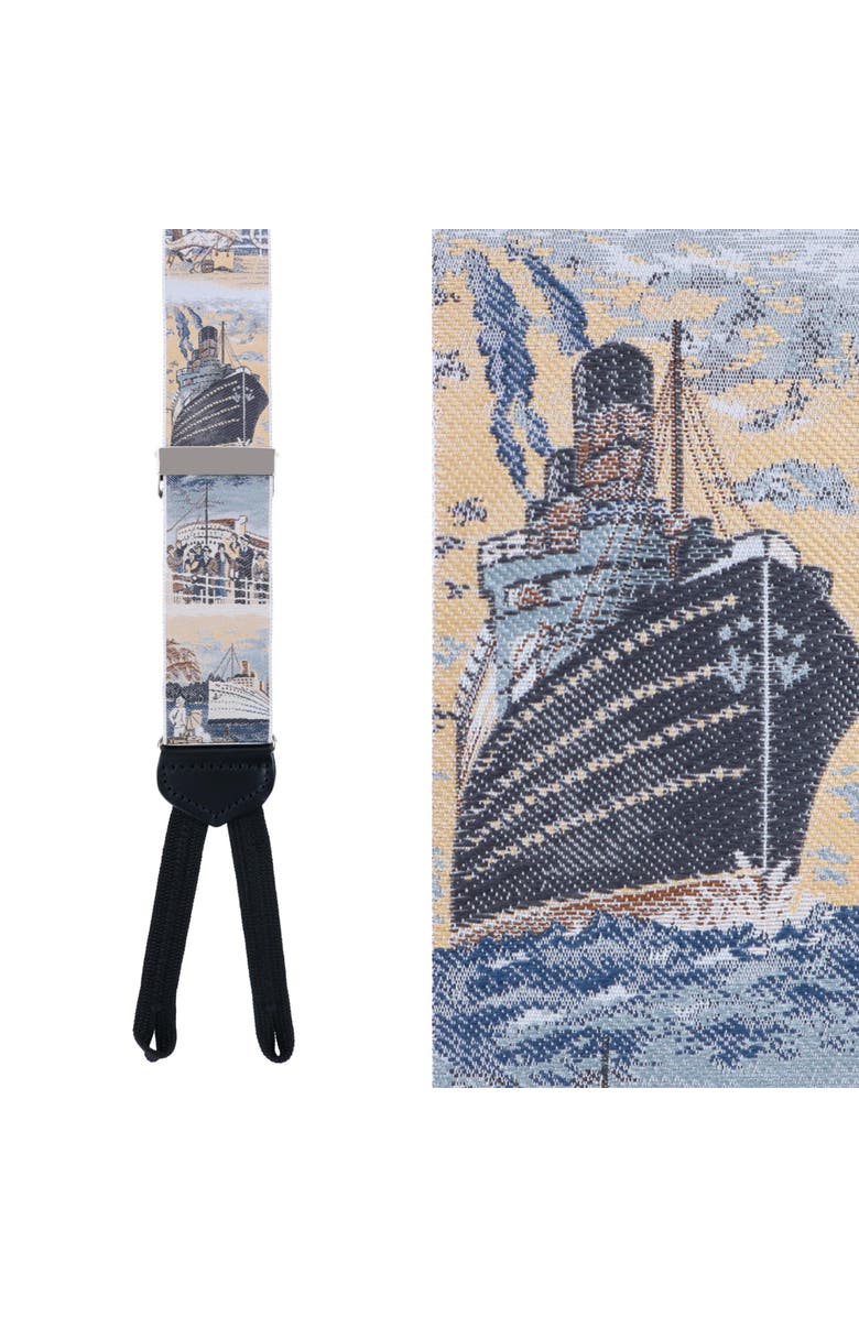 Trafalgar Retro Pattern Bon Voyage Limited Run Silk Suspenders, Main, color, 