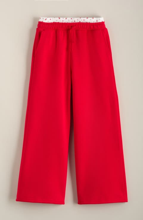 Kids' Mixed Waist Wide Leg Fleece Pants