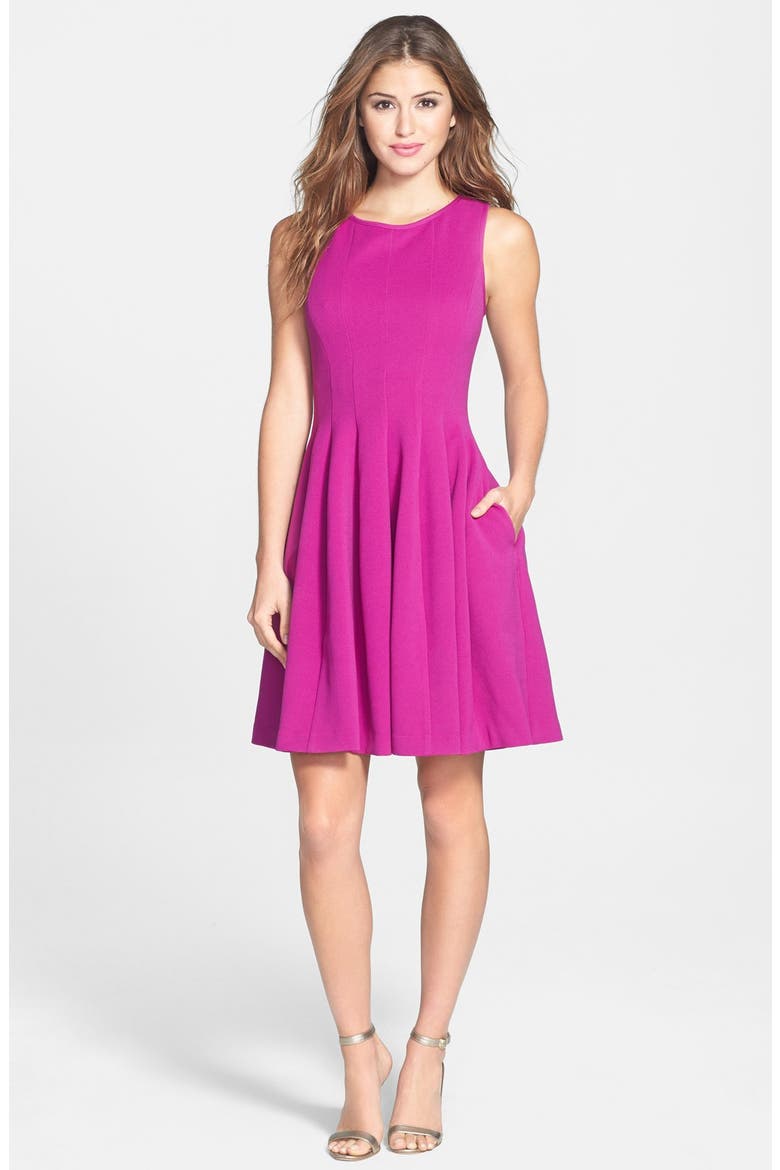 Textured Fit & Flare Dress, Alternate, color, LIGHT PURPLE