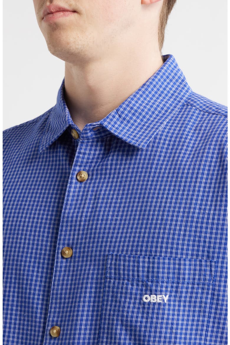 Bigwig Frank Check Short Sleeve Button-Up Shirt, Alternate, color, SURF BLUE MULTI
