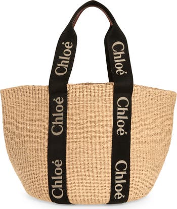 Large Woody Straw Basket Tote