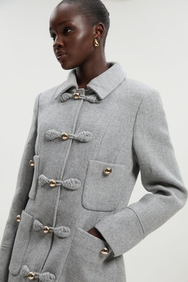 Sculpted Midi Knot-Front Occasion Coat, Alternate, color, Grey Marl