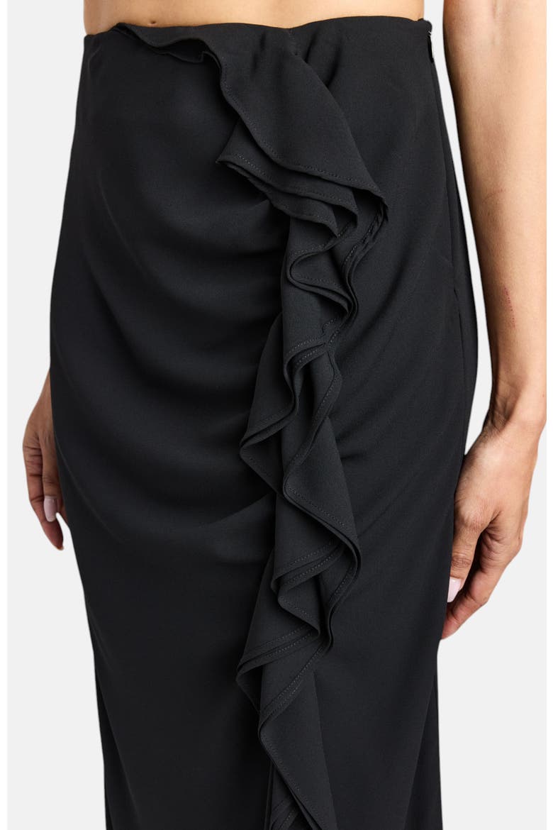 Harley Midi Skirt with Asymmetrical Cascading Ruffle, Alternate, color, Black