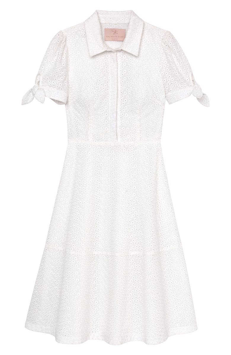 Gal Meets Glam Collection Judith Puff Sleeve Cotton Eyelet Dress, Alternate, color,