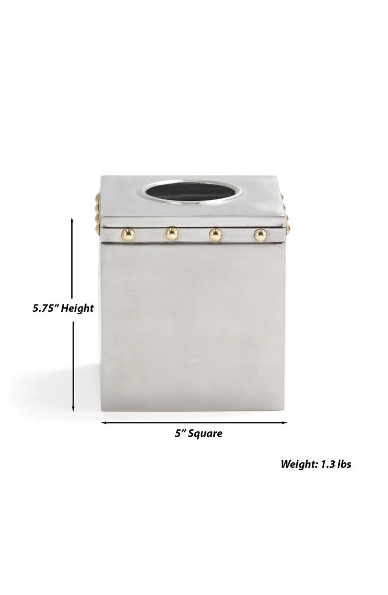 ROSELLI TRADING COMPANY Rivets Tissue Box Cover, Alternate, color, Silver