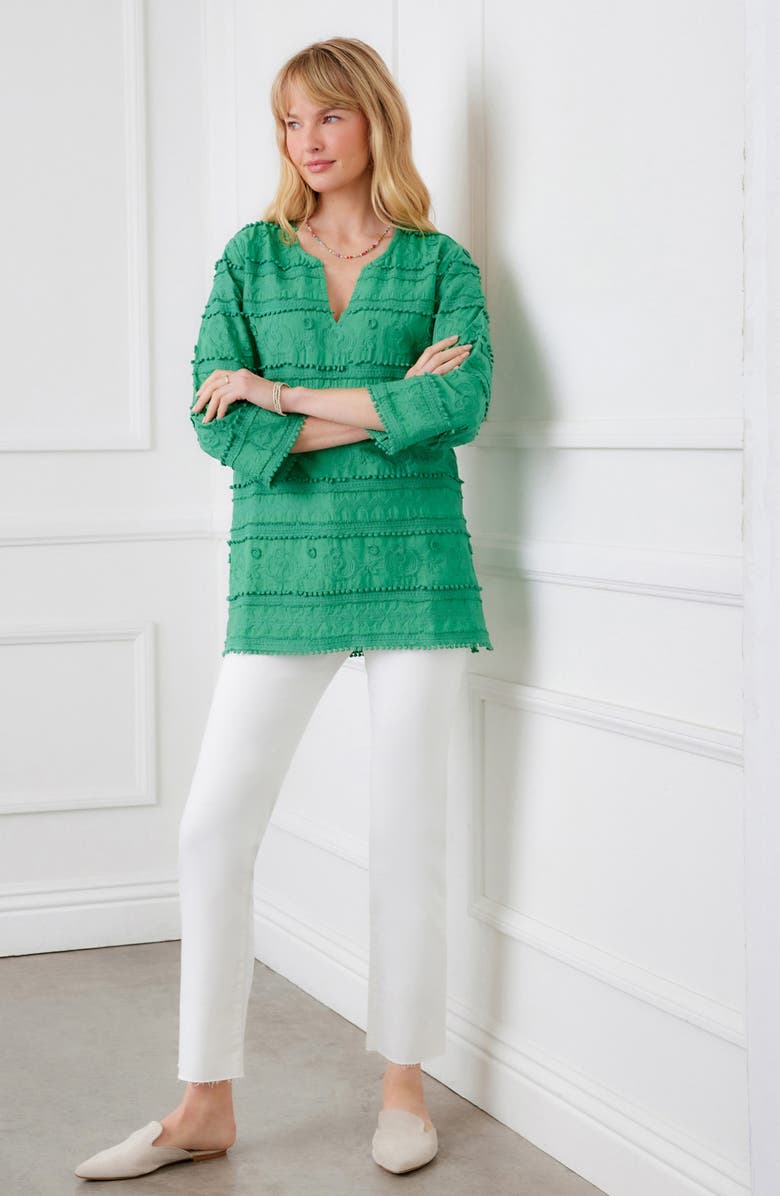 Karen Kane Embroidered Cotton Tunic Top, Alternate, color, Green