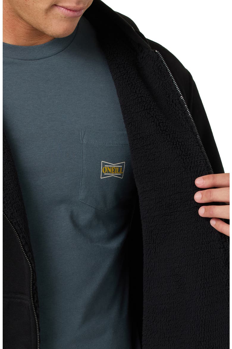 High Pile Fleece Zip Front Hoodie, Alternate, color, BLACK