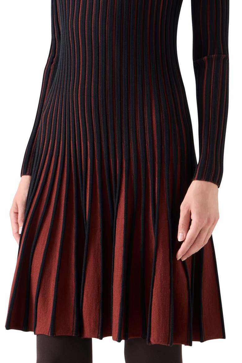Ribbed Virgin Wool Dress, Alternate, color, BLACK-COPPER