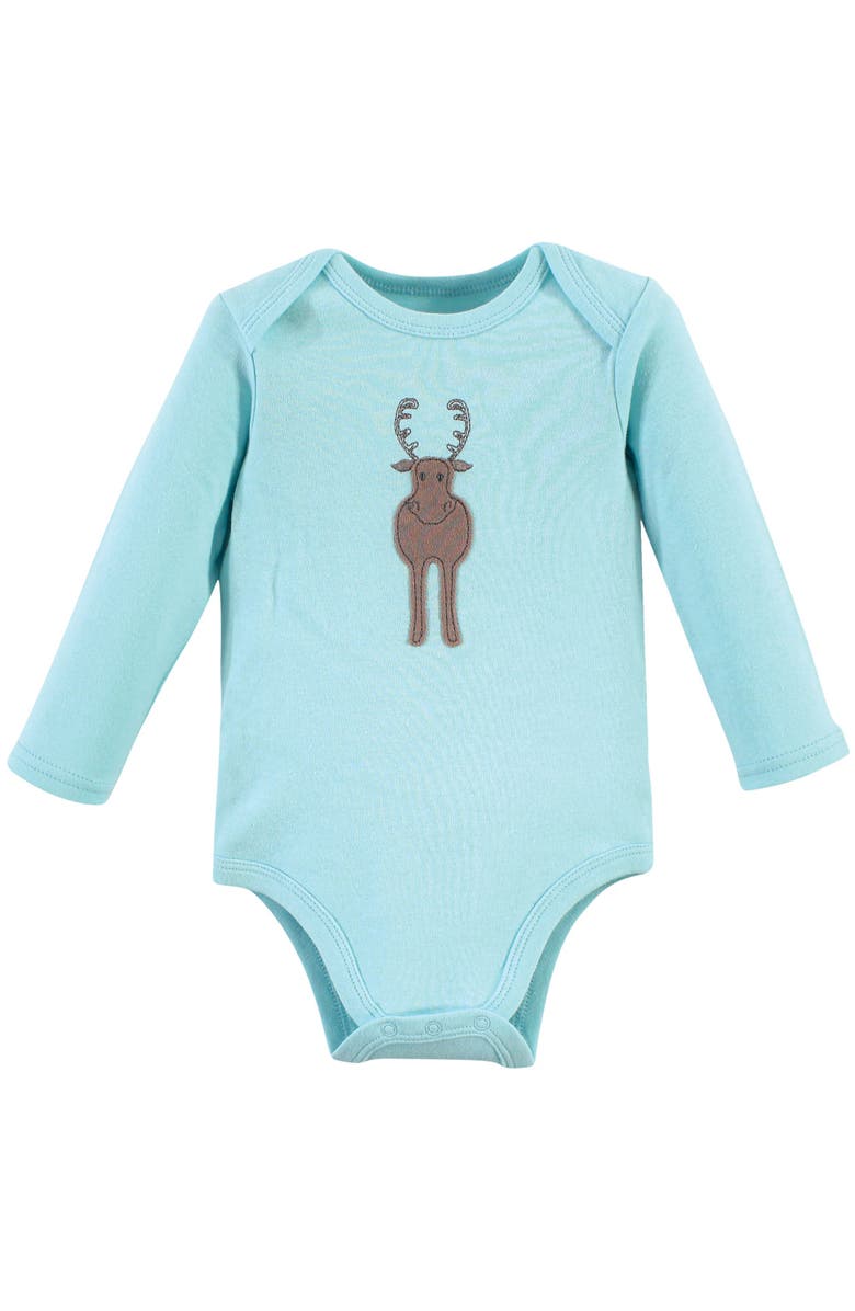 Hudson Baby Cotton Long-Sleeve Bodysuits 5-Pack, Alternate, color, Gray Forest