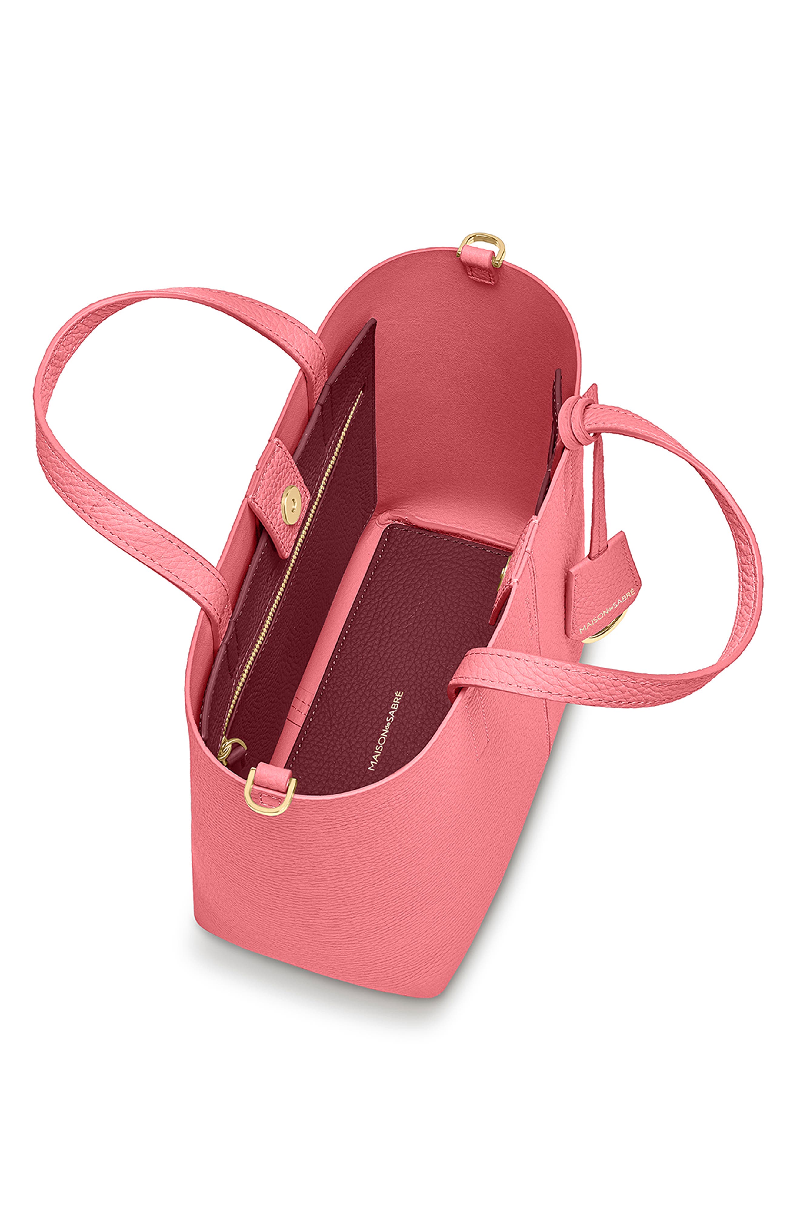 Small Leather Soft Tote, Alternate, color, Candy Pink