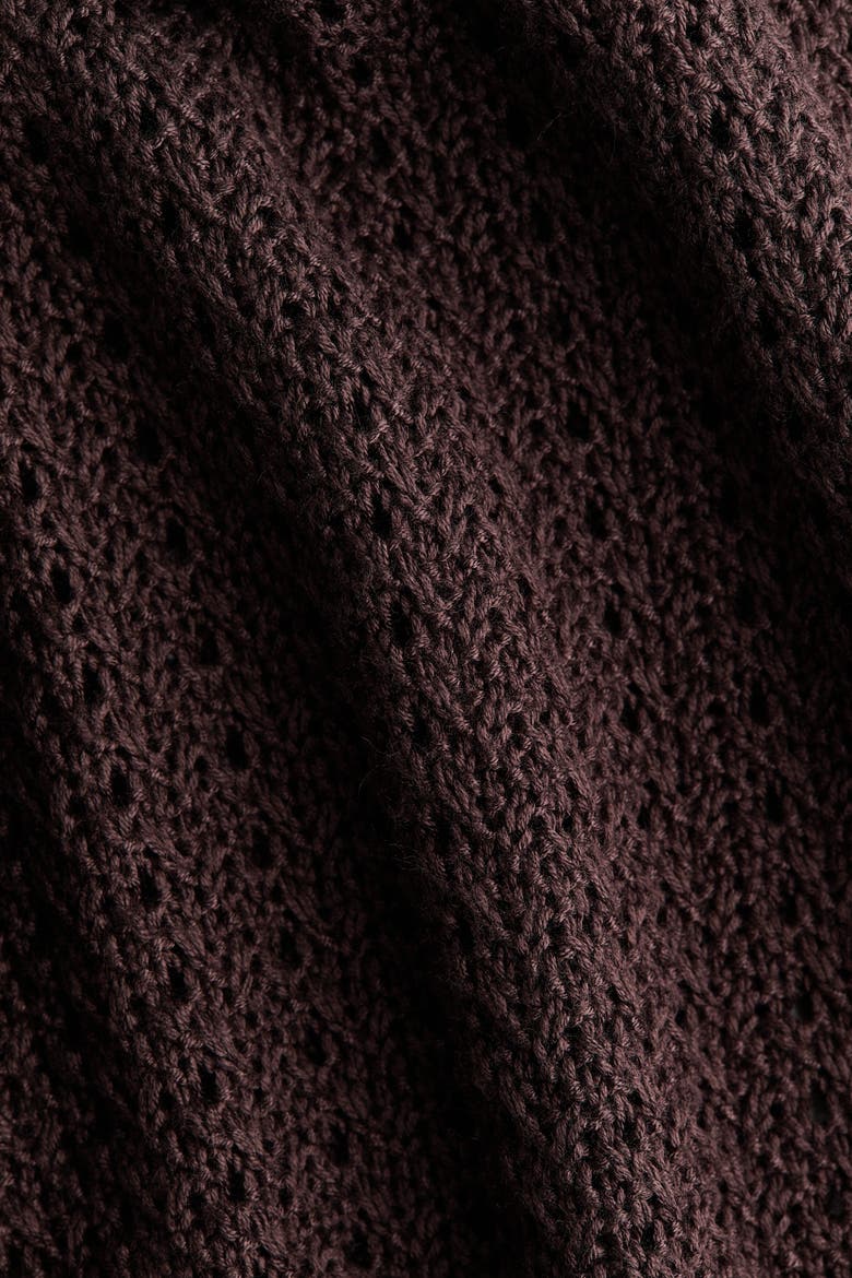 Flared Crochet-look Trousers, Alternate, color, Dark brown