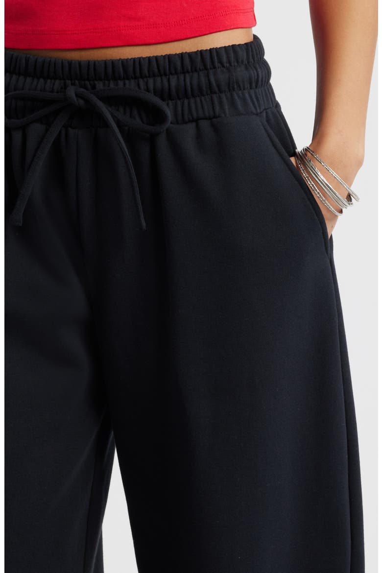 Barrel Leg Fleece Sweatpants, Alternate, color, BLACK