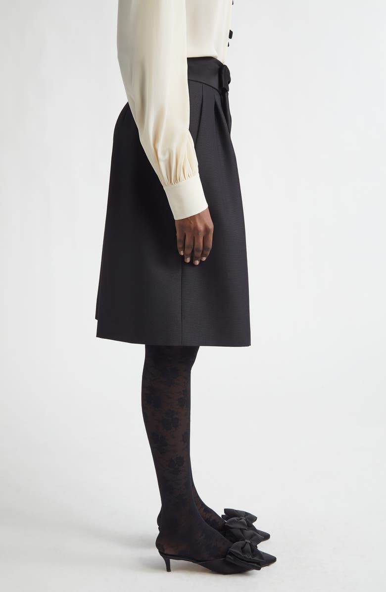 Valentino Bow Waist Wool & Mohair Bermuda Shorts, Alternate, color, Black