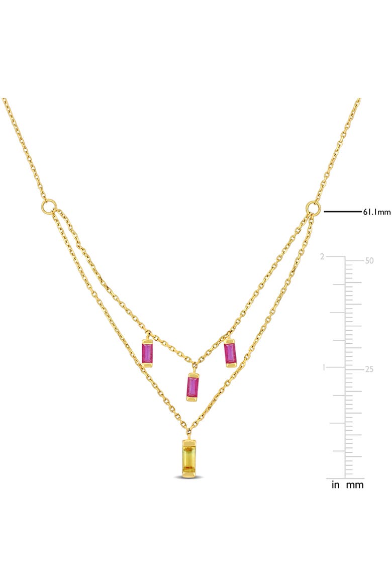 Yellow Sapphire & Ruby Layered Necklace 10k, Alternate, color, Yellow Gold