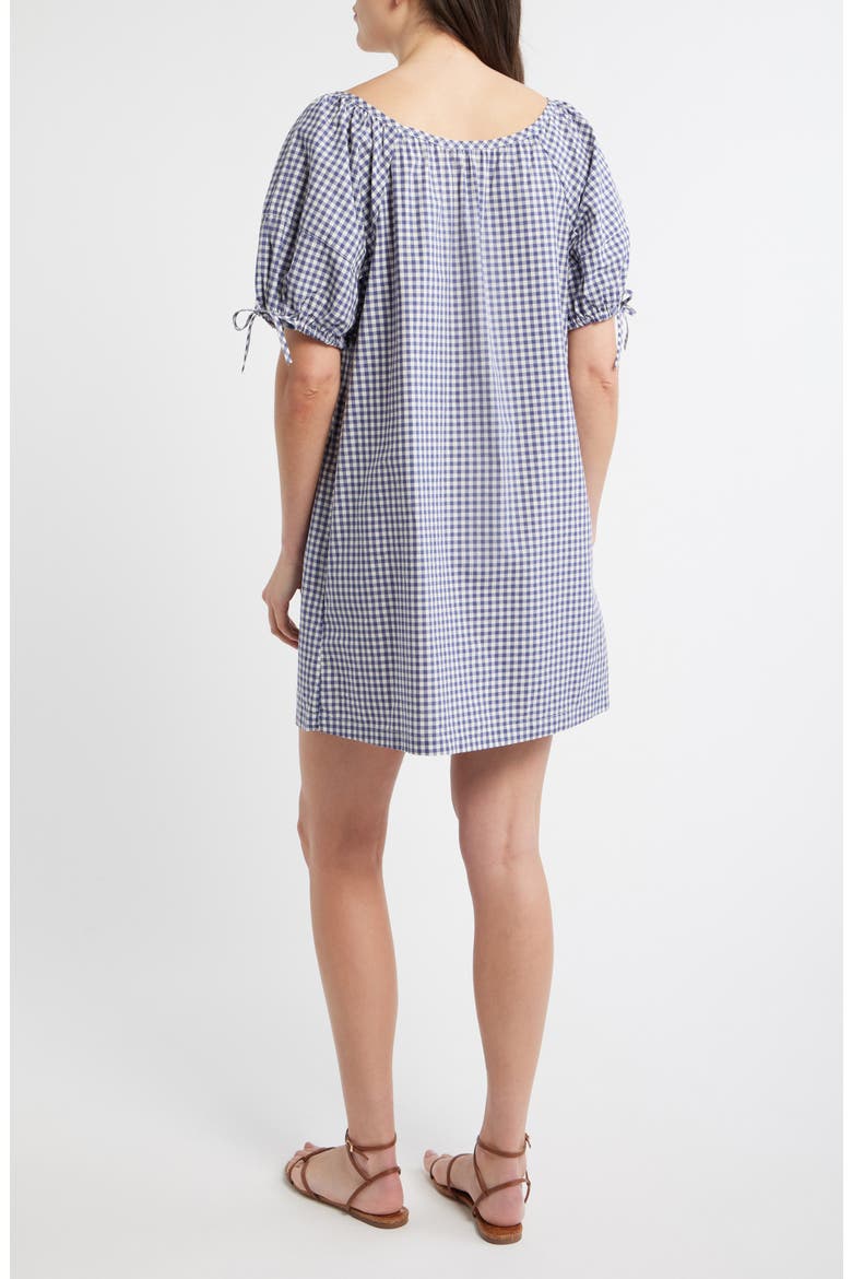 Aleca Gingham Tie Sleeve Minidress, Alternate, color, BAY BLUE GINGHAM