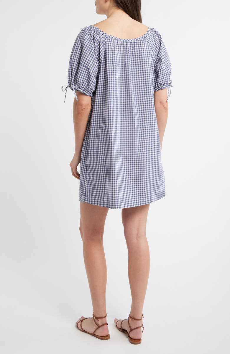 Marine Layer Aleca Gingham Tie Sleeve Minidress, Alternate, color, Bay Blue Gingham