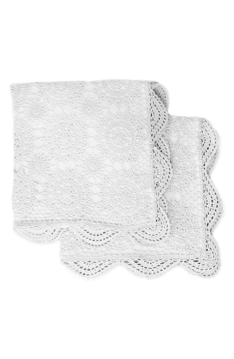 MELANGE HOME Handstitched 2-Pack Crochet Shams, Main, color, White