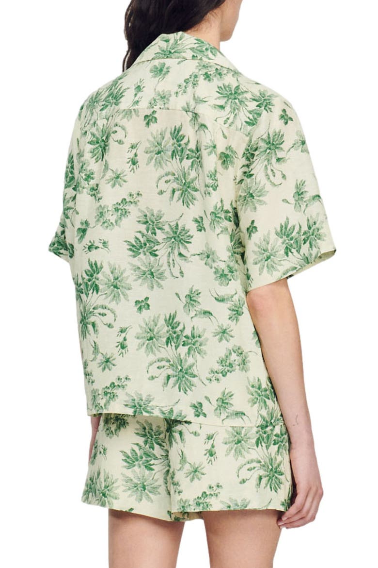 Bourget Short Sleeve Linen Blend Camp Shirt, Alternate, color, ECRU - VERT