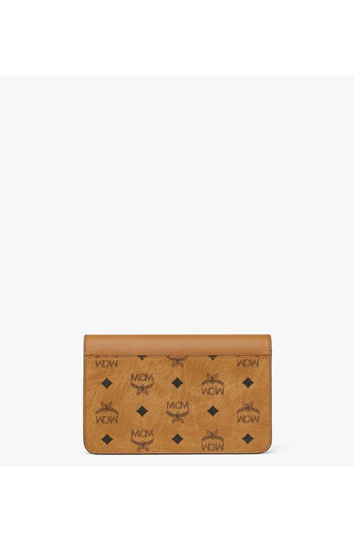 Mcm Printed Canvas Diamond Crossbody Bag In Cognac