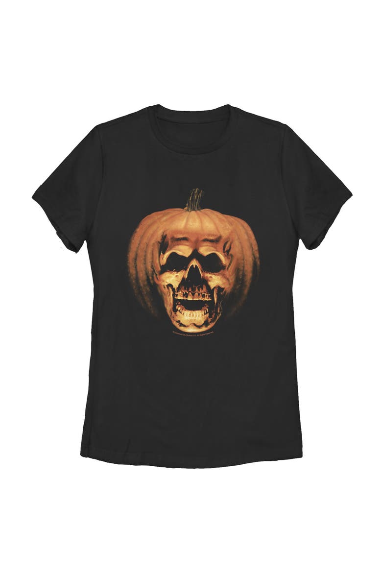 Women's Halloween II Skeleton Carved Pumpkin  Graphic T-Shirt, Main, color, Black