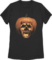 Halloween Women's Halloween II Skeleton Carved Pumpkin T-Shirt