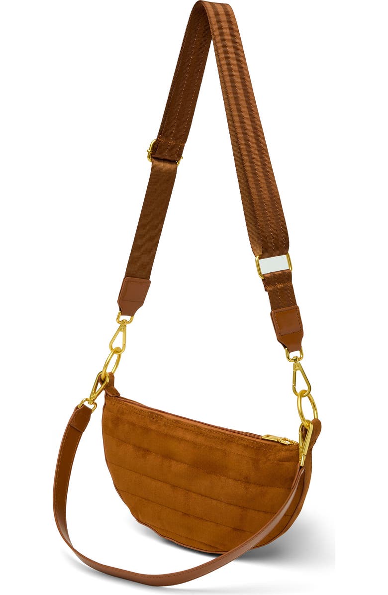 THINK ROYLN Superstar Studded Faux Suede Crossbody Bag, Alternate, color, Dark Golden Suede W/ Studs