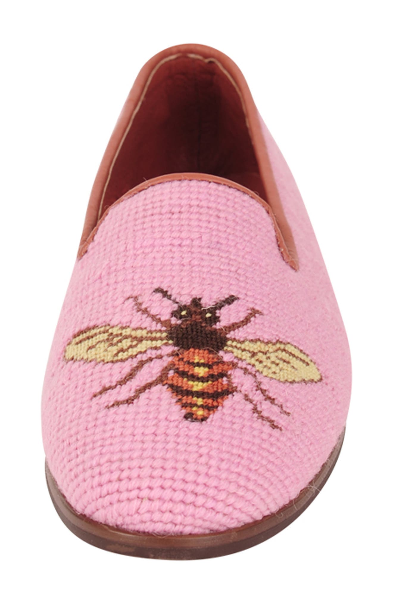 ByPaige Needlepoint Bee Flat, Alternate, color, Bee On Shrimp Pink
