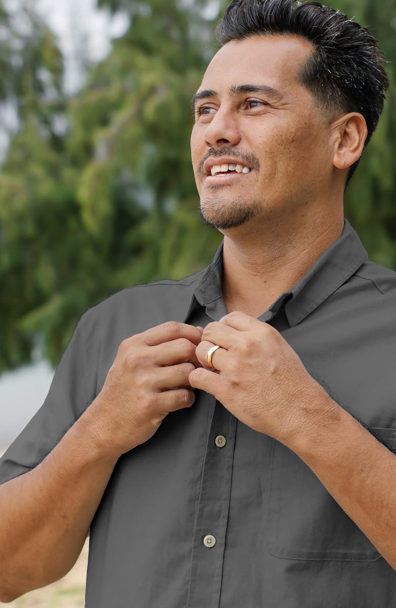 Free Fly Harbor Short Sleeve Button-Up Shirt, Alternate, color, Anthracite