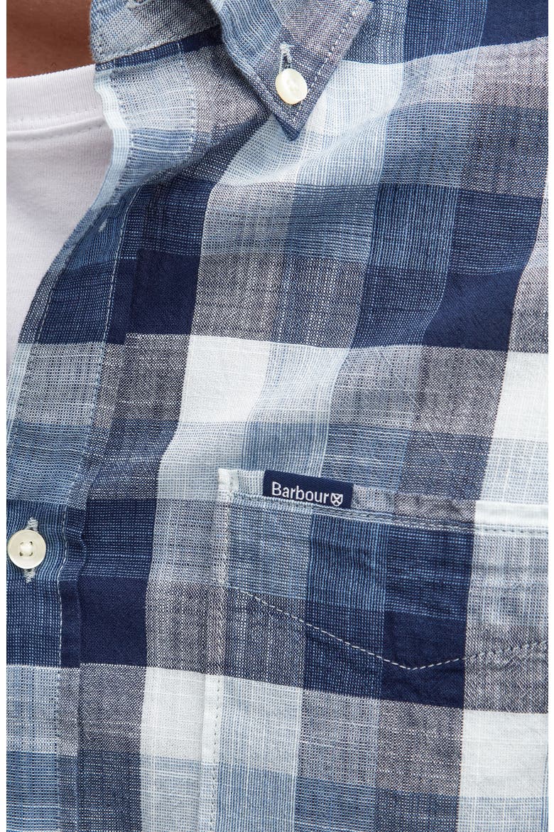 Hillroad Tailored Fit Buffalo Check Slub Cotton Button-Down Shirt, Alternate, color, NAVY