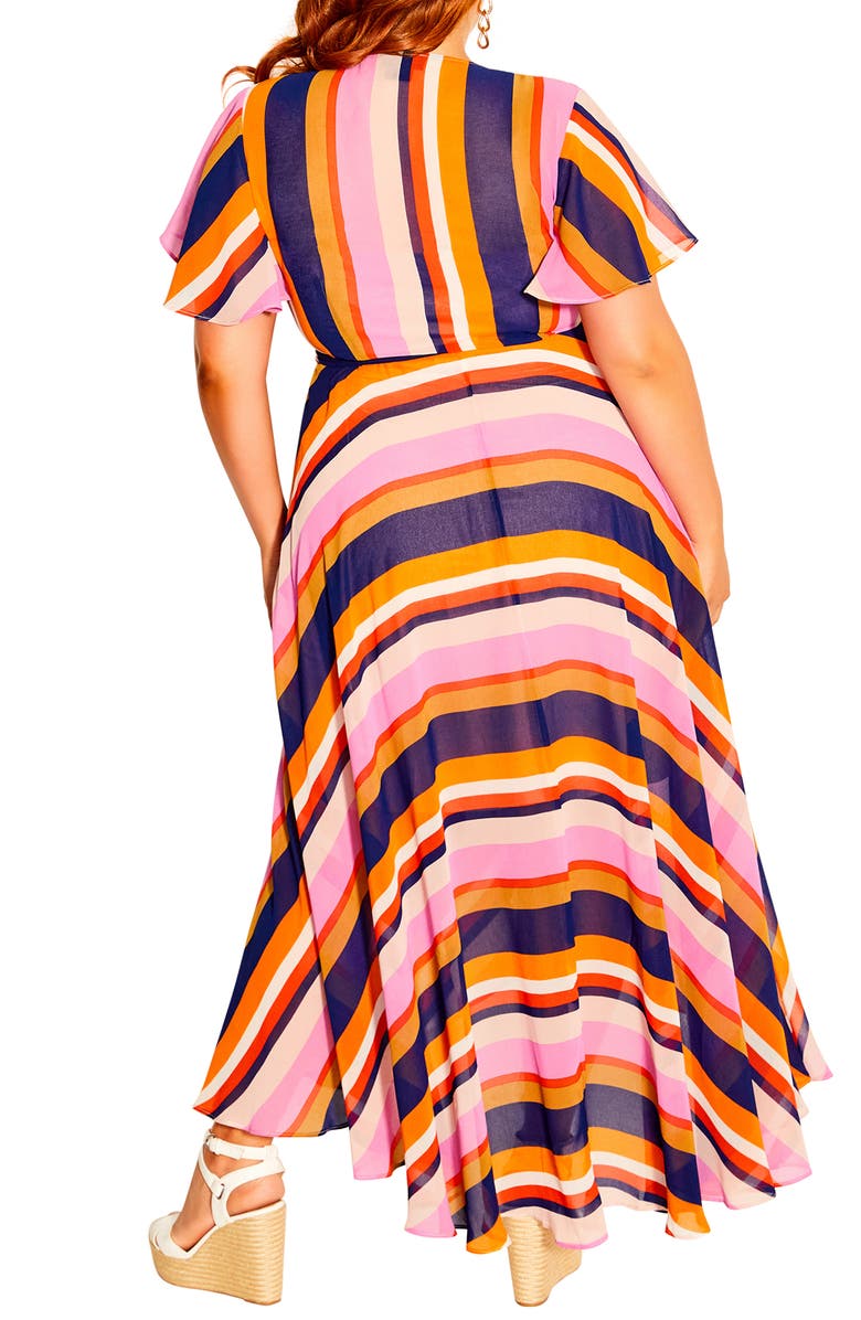City Chic Gelato Stripe Maxi Wrap Dress, Alternate, color,