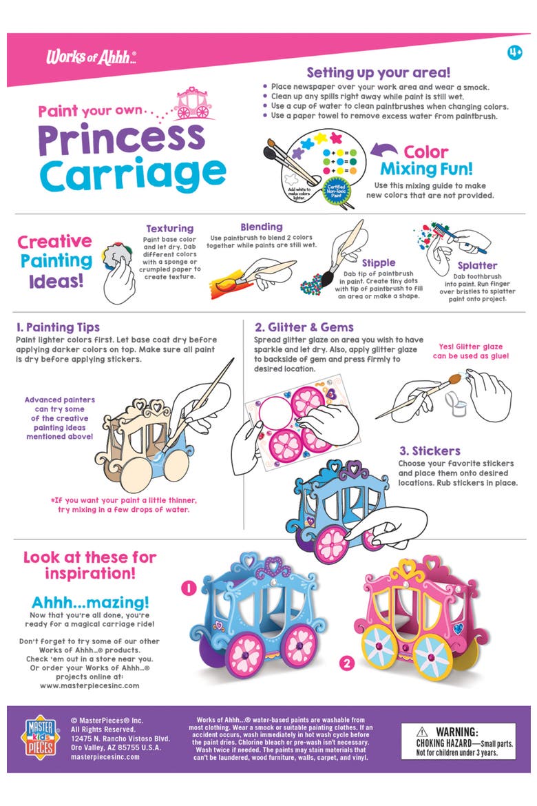 Princess Carriage Wood Craft & Paint Kit, Alternate, color, Multicolor