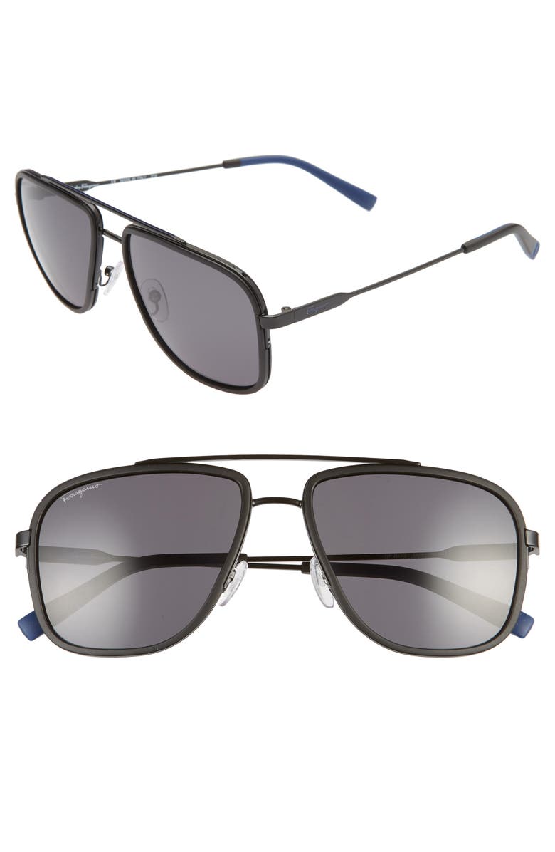 FERRAGAMO Salvatore Ferragamo 57mm Navigator Sunglasses, Main, color, 