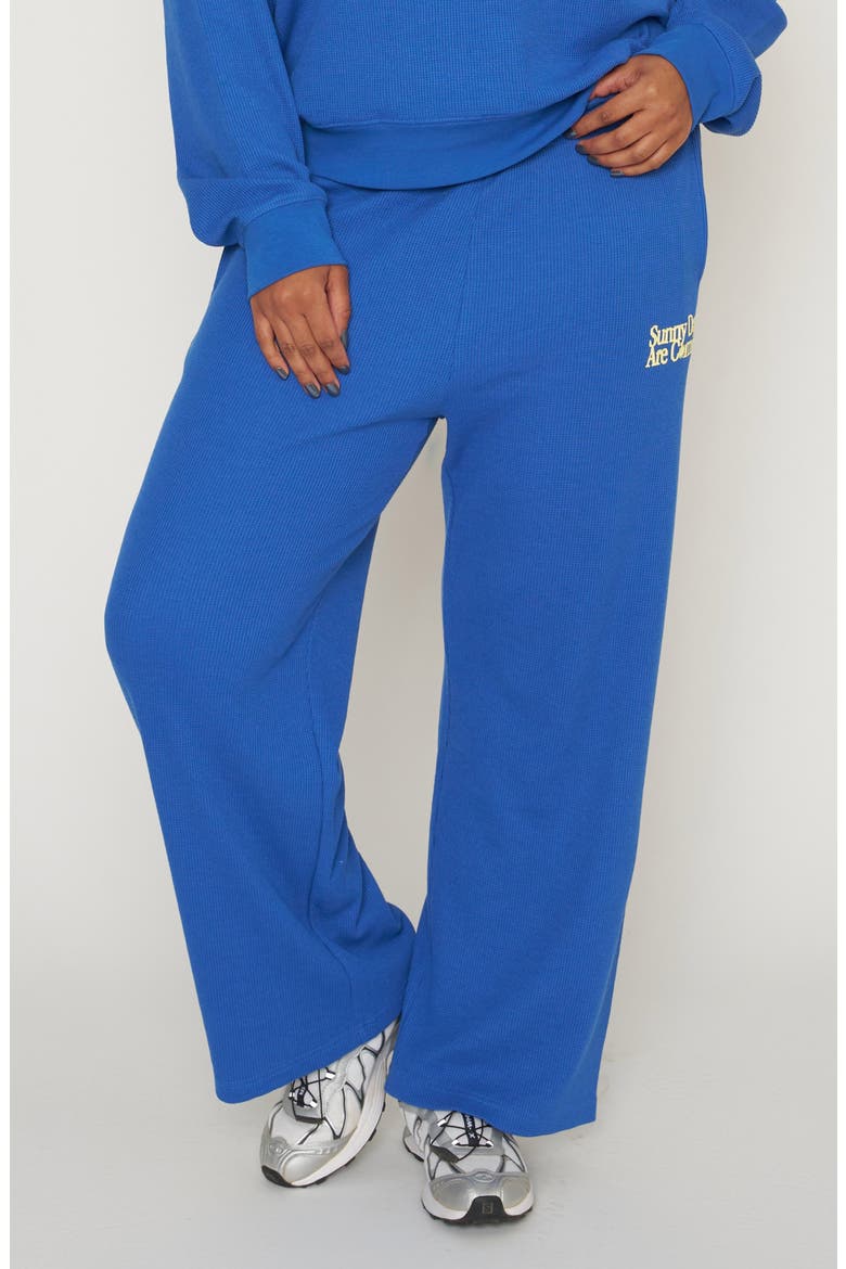 Sunny Days Are Coming Waffle Knit Wide Leg Sweatpants, Main, color, BLUE