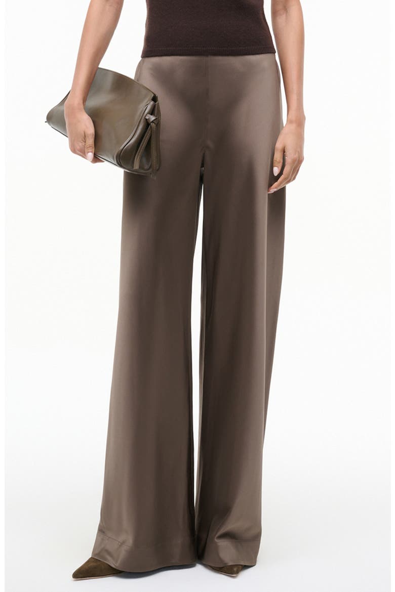 Stroll Wide Leg Stretch Silk Pants, Alternate, color, TRUFFLE