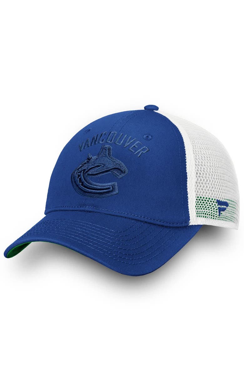 FANATICS Women's Fanatics Vancouver Canucks Blue/White Iconic Lockup Adjustable Trucker Hat, Main, color, Blue