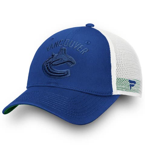 Women's Fanatics  Vancouver Canucks Blue/White Iconic Lockup Adjustable Trucker Hat