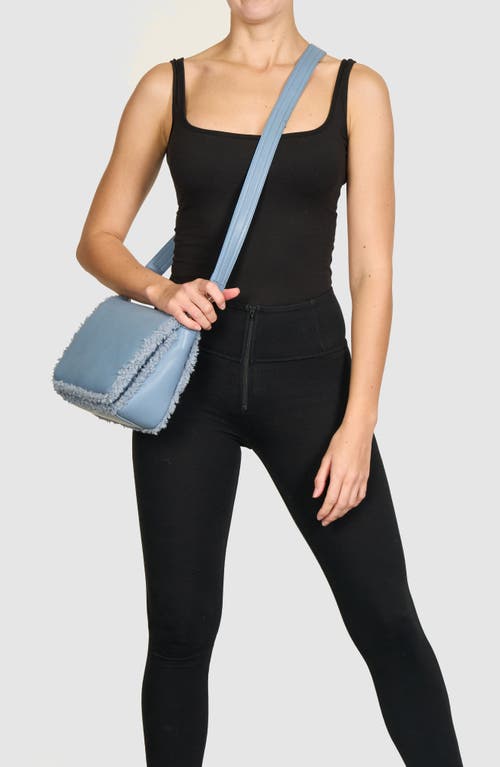 Urban Originals Faux Shearling Flap Crossbody Bag In Blue