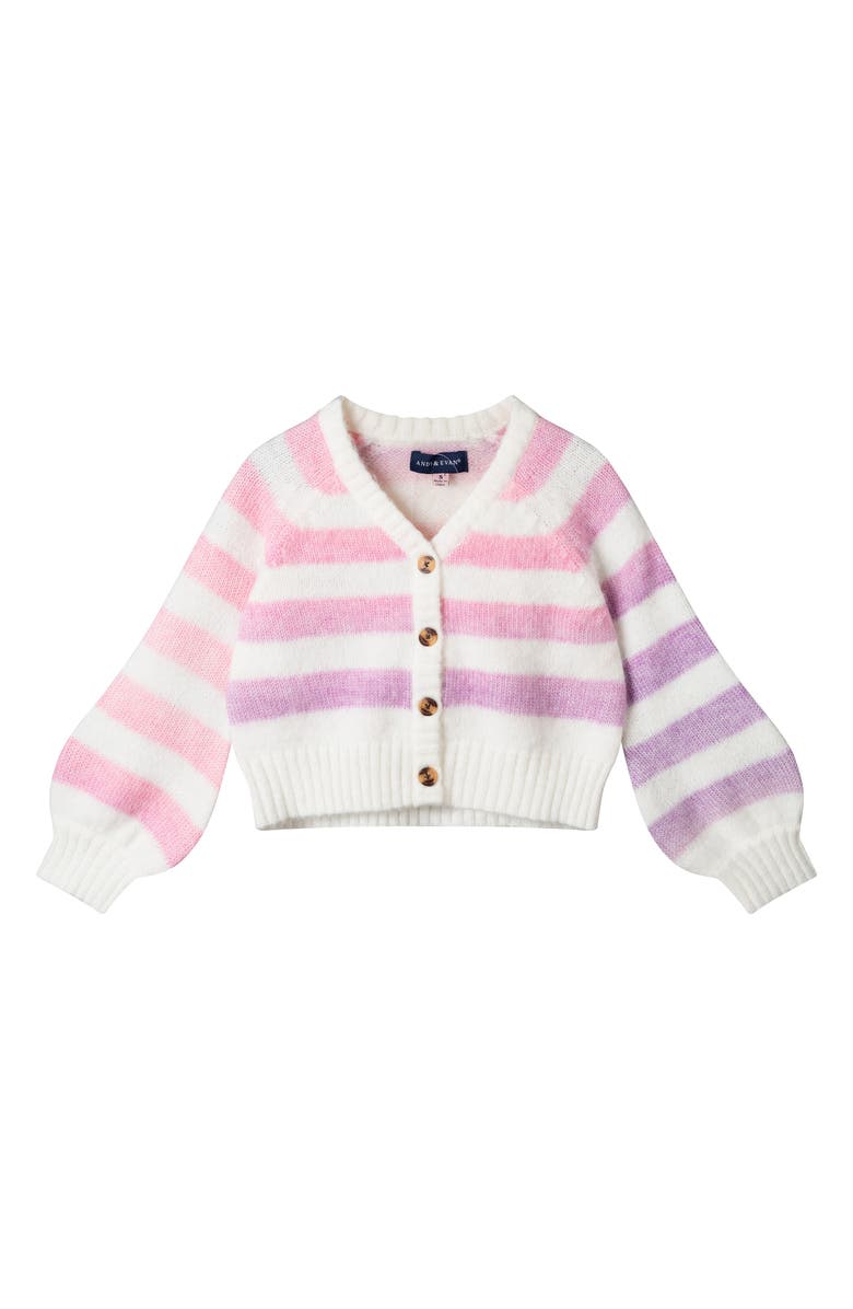 Andy & Evan Kids' Stripe Cardigan, Main, color, Oatmeal