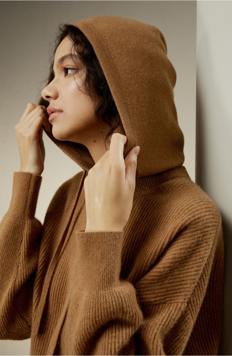 Lilysilk Eshe 2-in-1 Cashmere Detachable Hoodie, Alternate, color, Toffee