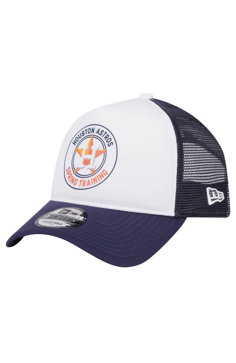 New Era Men's New Era White/Navy Houston Astros Spring Training Circle Foam A-Frame 9FORTY Trucker Adjustable Hat, Alternate, color, 