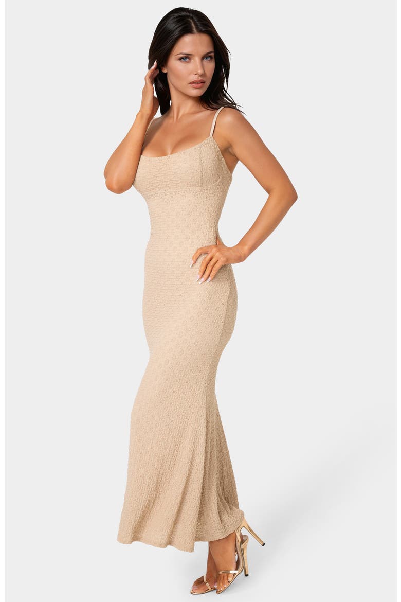 Floral Lace Body-Con Maxi Dress, Alternate, color, SAND