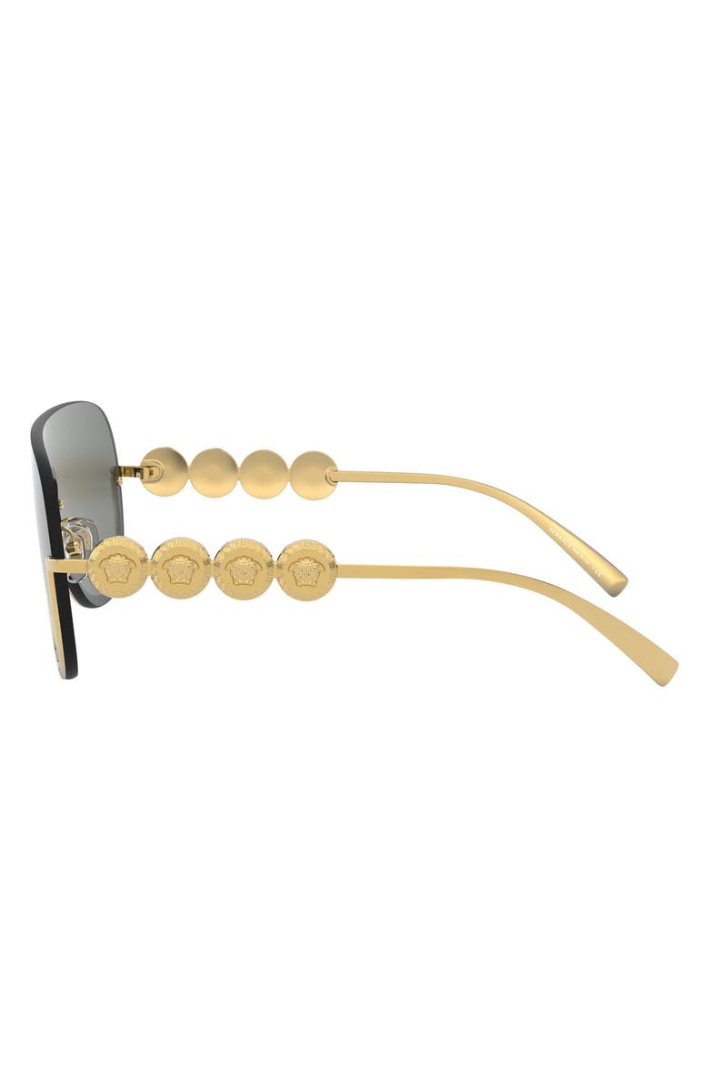 Versace 138mm Pilot Shield Sunglasses, Alternate, color, Gold