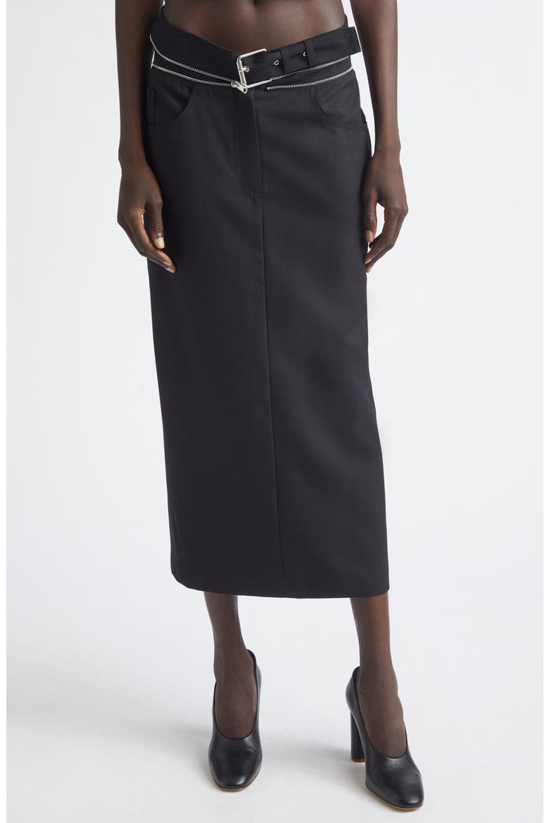Zip Off Waistband Wool Skirt, Main, color, BLACK