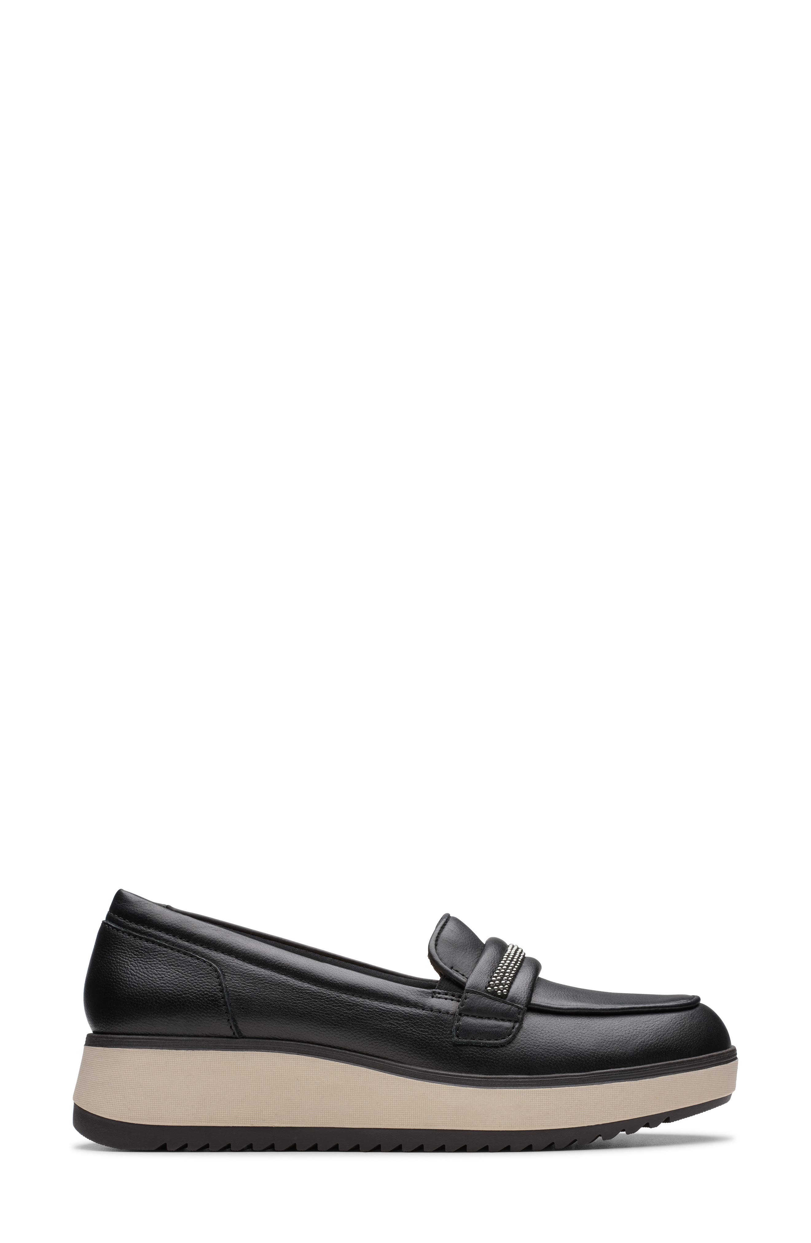 Clarks<sup>®</sup> Zylah Shine Loafer, Alternate, color, Black Leather