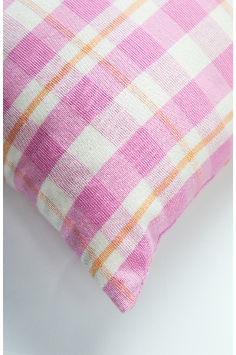 Handwoven Classic Gingham Rectangle Cotton Throw Pillow, Alternate, color, Pink