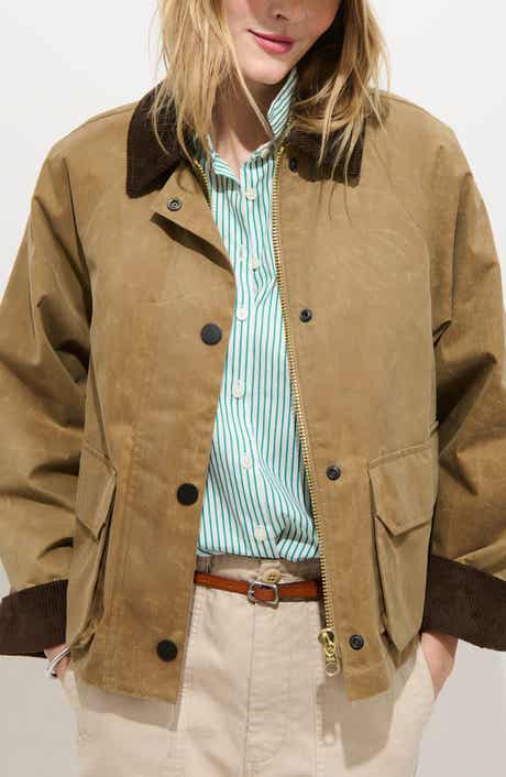 Chiltern Corduroy Trim Waxed Cotton Crop Jacket