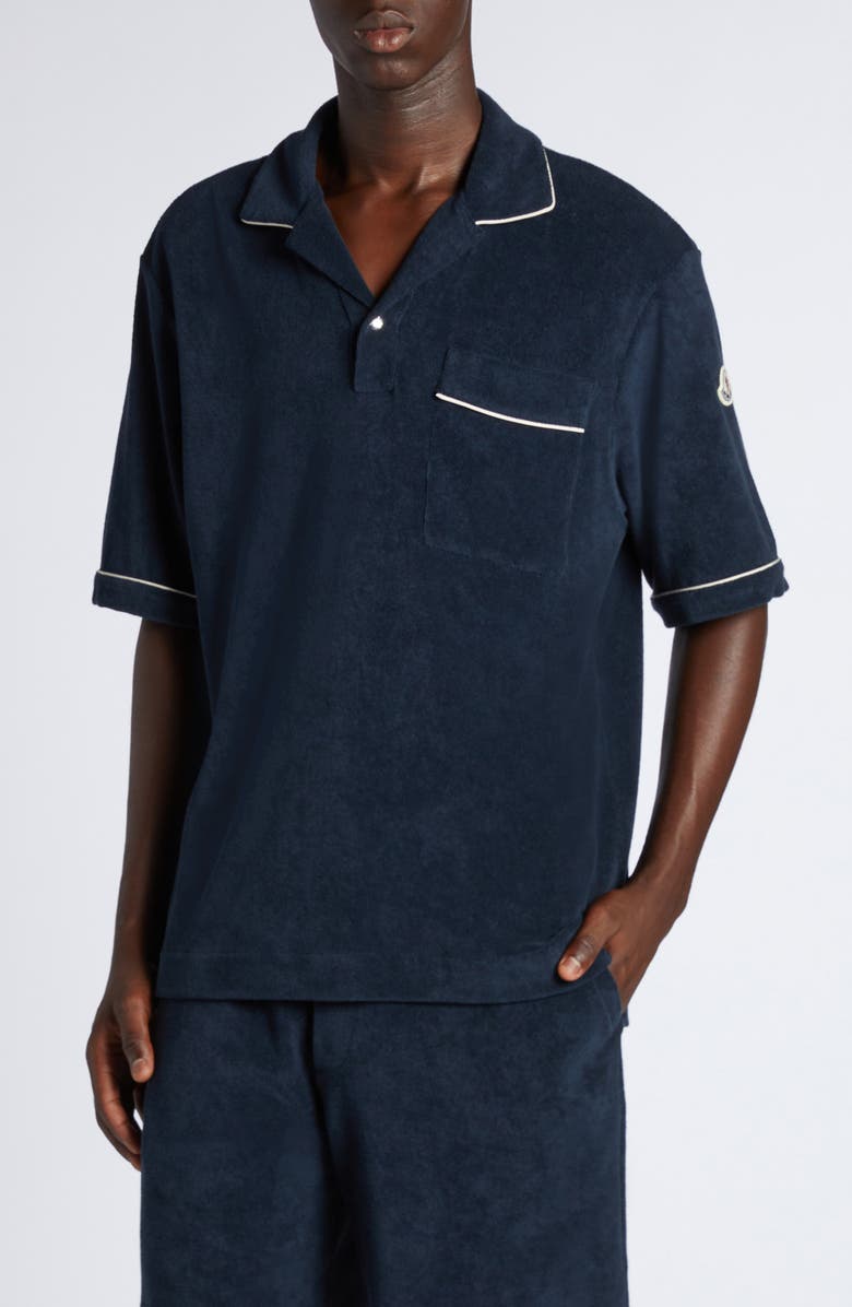 Moncler Tipped Cotton Terry Cloth Polo, Main, color, 