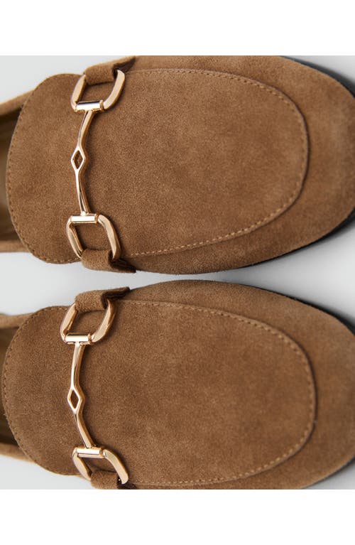 Mango Buckle Leather Apron-toe Flat In Brown