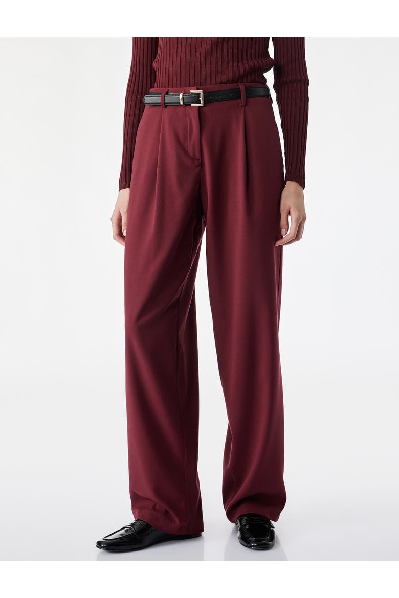 Belted Tailored Pants, Alternate, color, BORDEUX