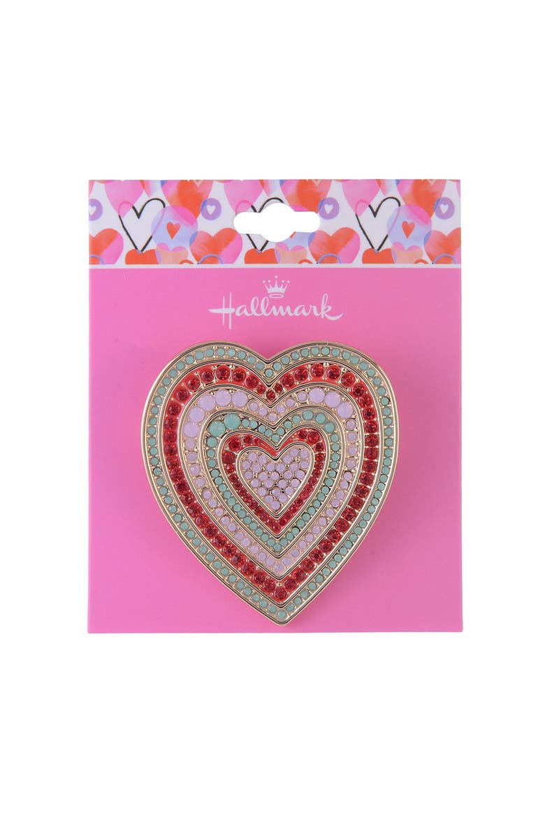 Stone Heart Pin, Alternate, color, Red